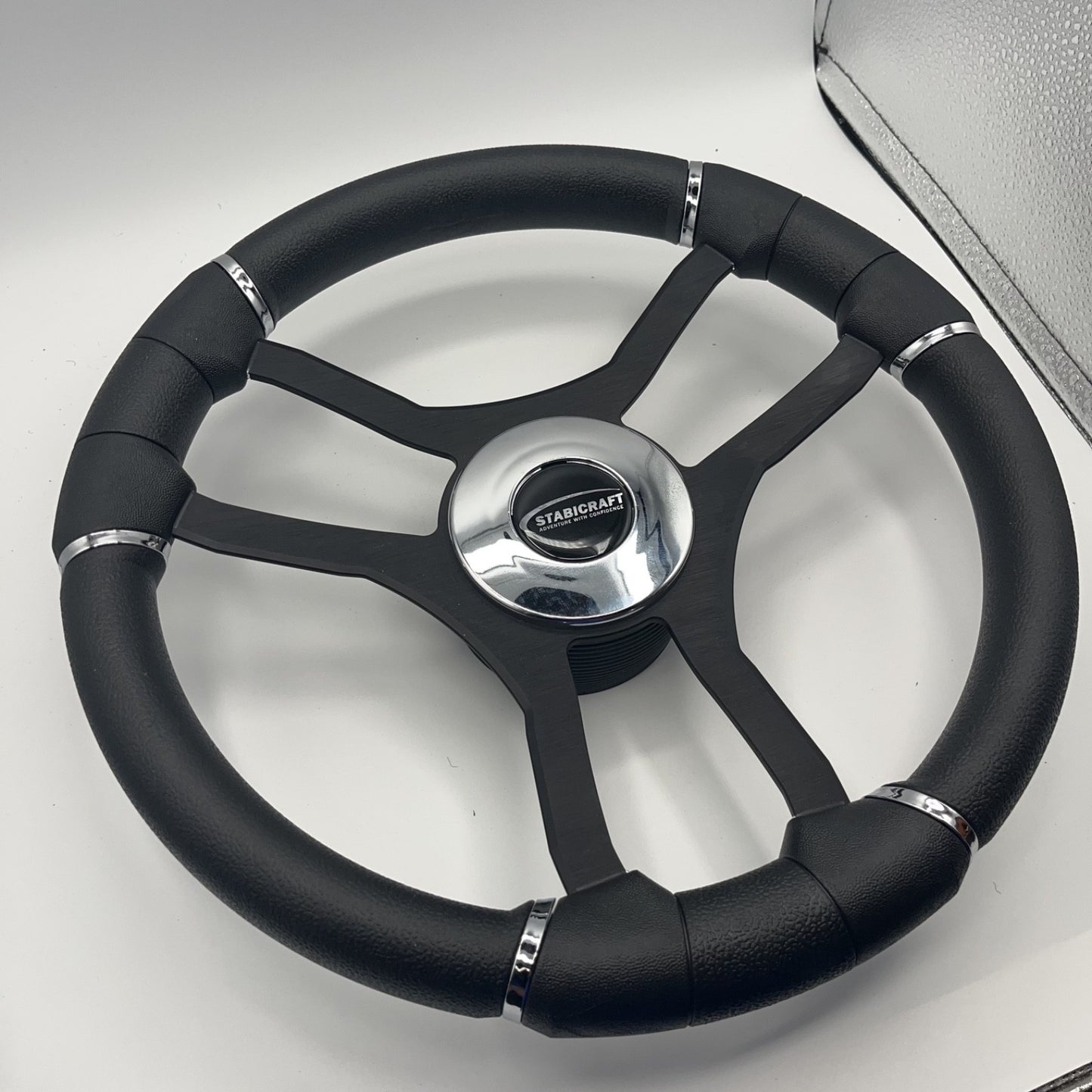 Malera Boat Steering Wheel Black Aluminum Spokes | Stabicraft