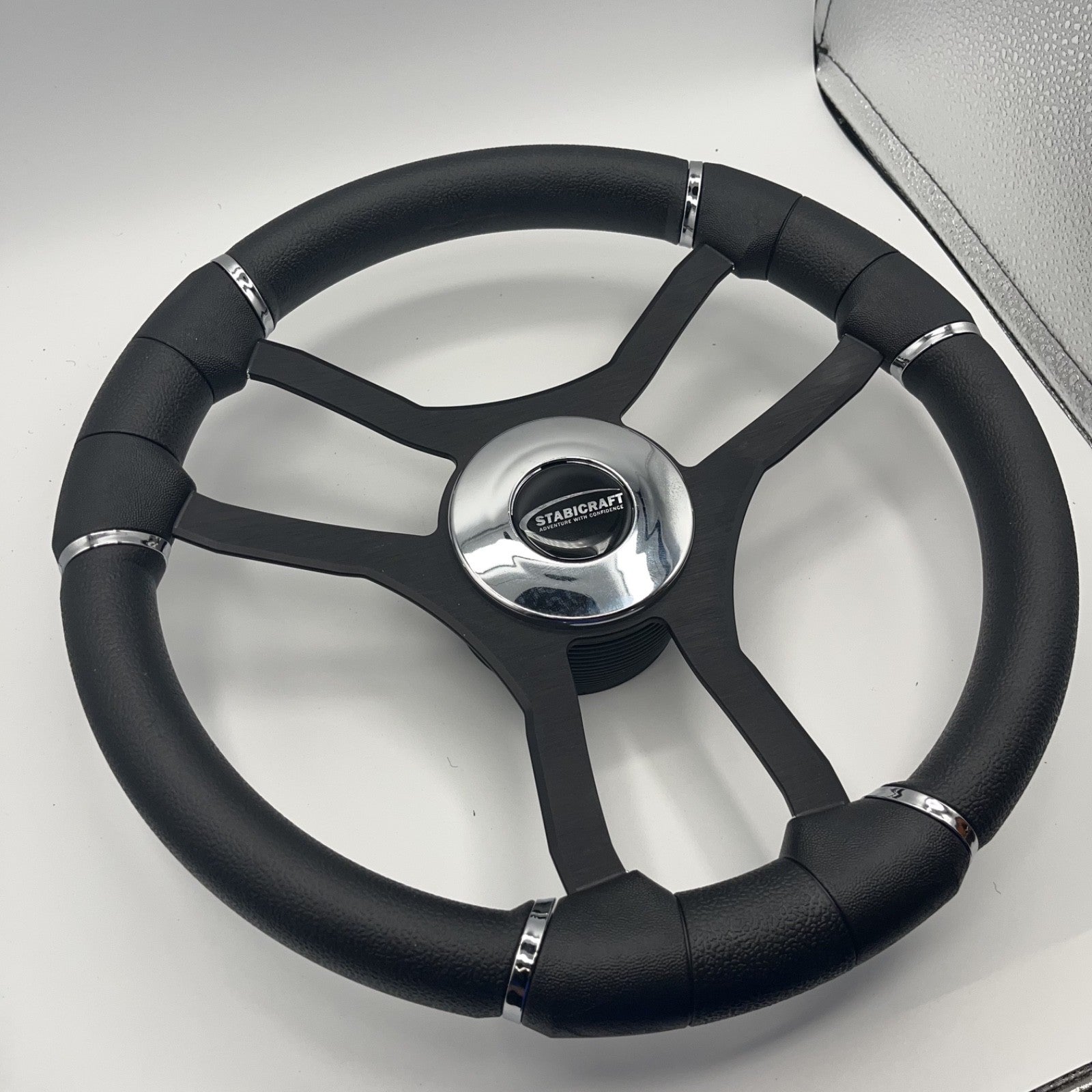 Malera Boat Steering Wheel Black Aluminum Spokes | Stabicraft