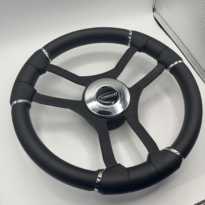 Malera Boat Steering Wheel Black Aluminum Spokes | Stabicraft