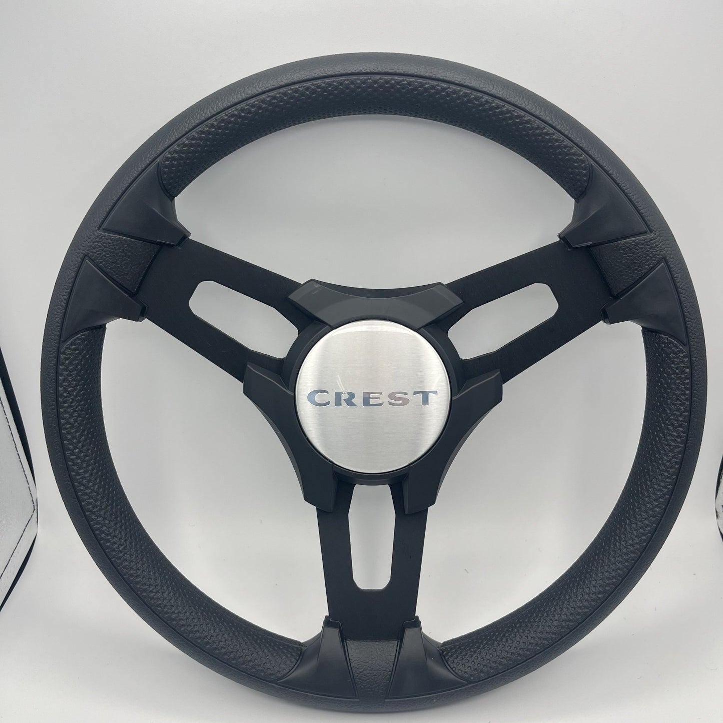 Gussi Italia Boat Model 15 Steering Wheel Black Brushed Alum Spokes |Blk Crest