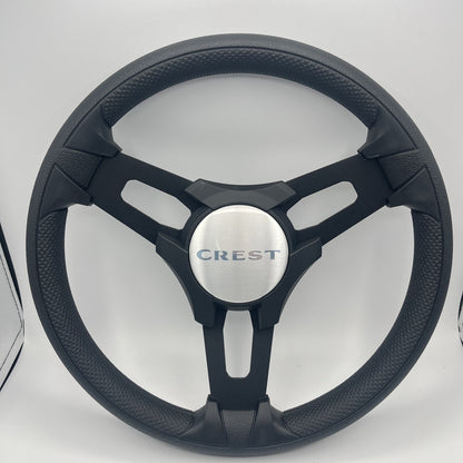 Gussi Italia Boat Model 15 Steering Wheel Black Brushed Alum Spokes |Blk Crest