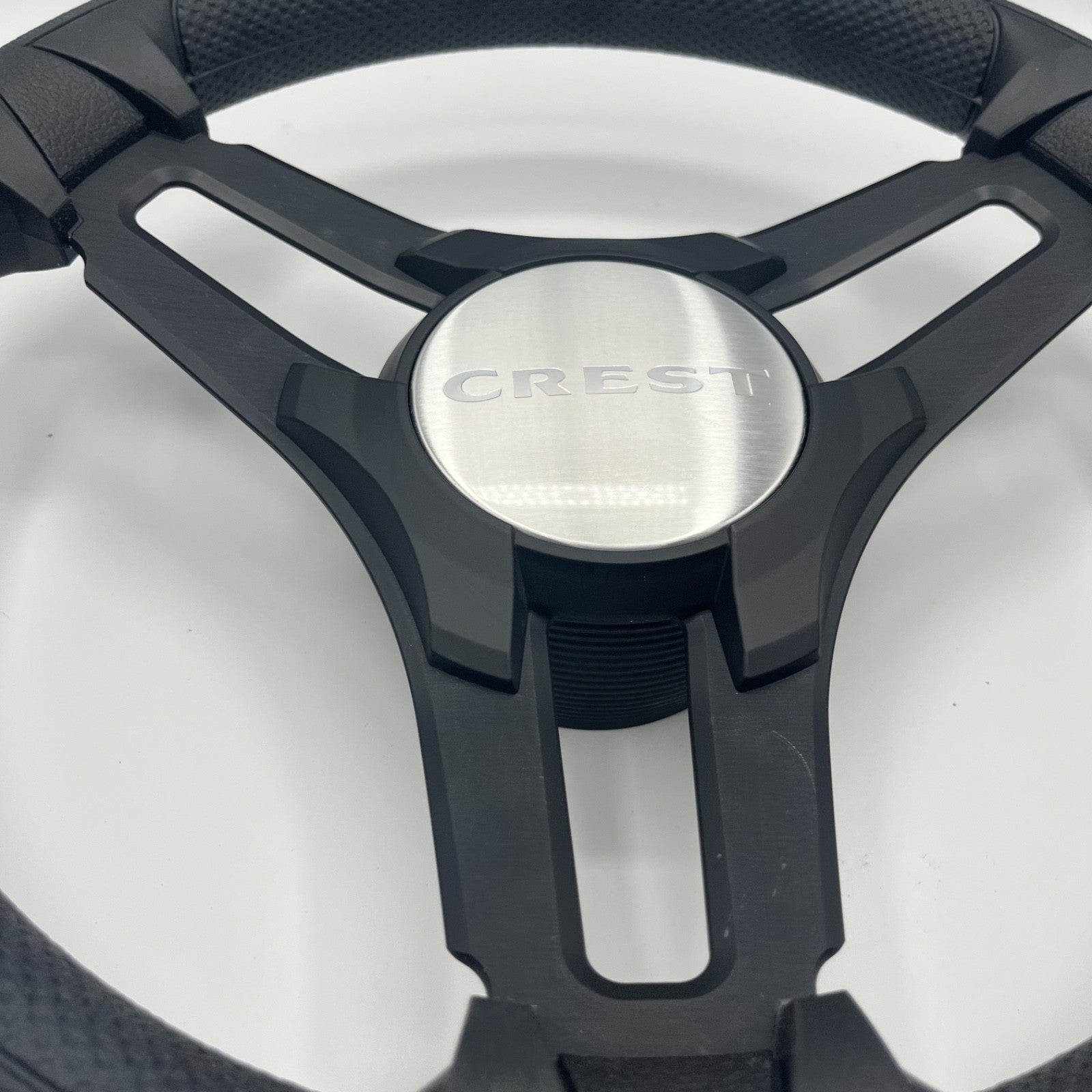 Gussi Italia Marine Steering Wheel Black Brush Metal Spokes | Crest