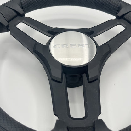 Gussi Italia Marine Steering Wheel Black Brush Metal Spokes | Crest