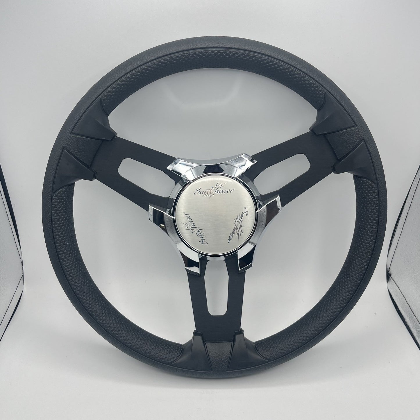Gussi Italia Boat Model 15 Steering Wheel Black Brushed Alum Spokes | SunChaser