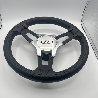 Gussi Italia Boat Model 15 Steering Wheel Black Brushed Alum Spokes | Harris