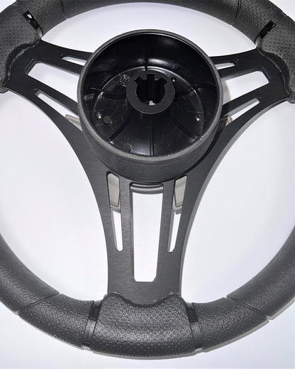 Gussi Italia Boat Steering Wheel Black Brushed Aluminum Spokes