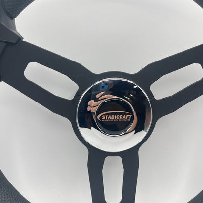 Gussi Italia Boat Model 15 Steering Wheel Black Brushed Alum Spokes | Stabicraft