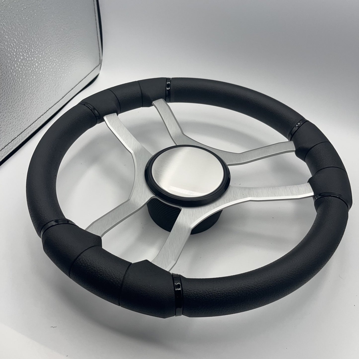 Malera Boat Steering Wheel Brushed Aluminum Spokes - Plain