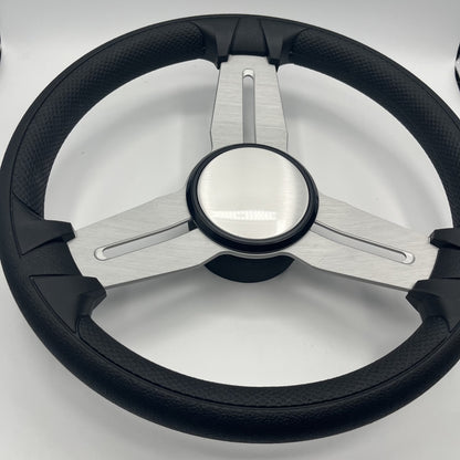 Model 15 Marine Steering Wheel Brush Alum Spokes | Silver Dome