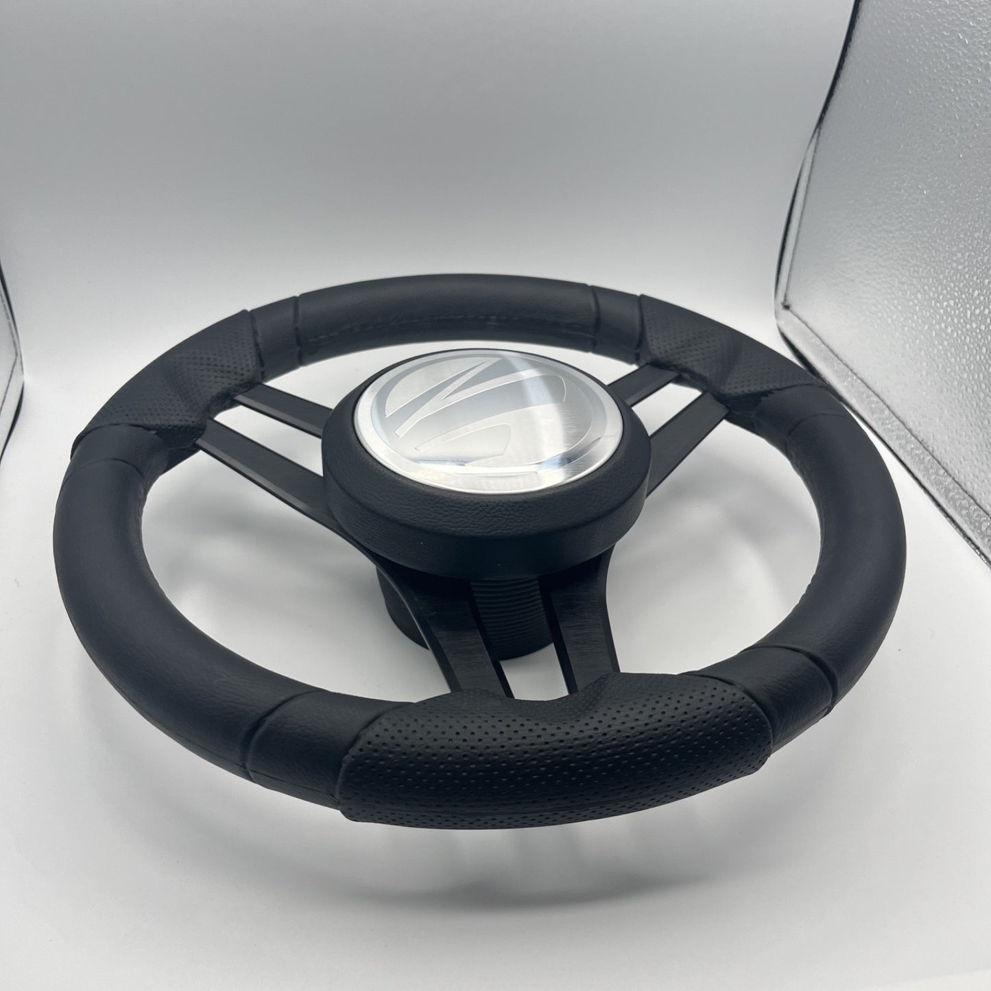 Molinara Marine Steering Wheel Black Brushed Aluminum Spokes | Tige