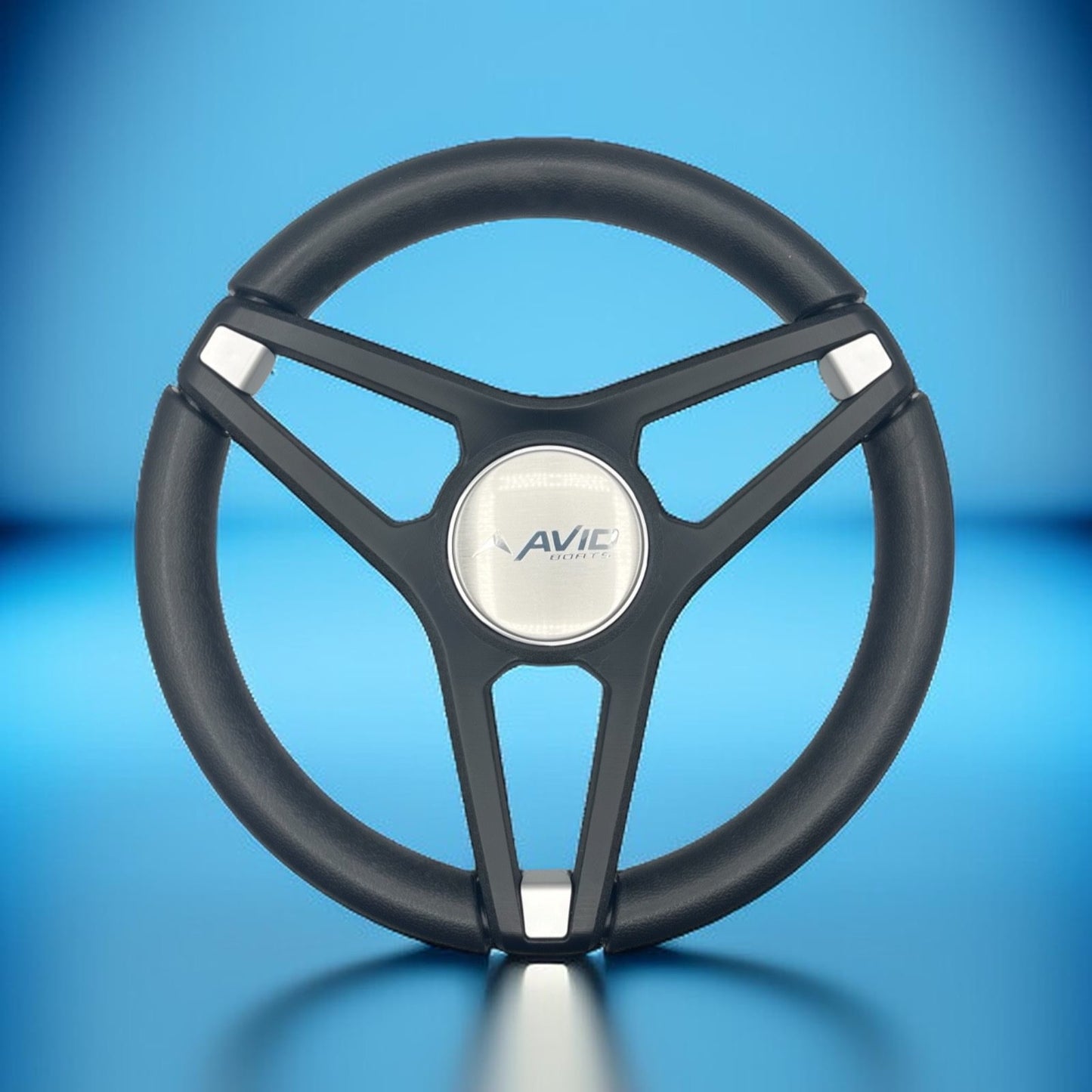 Molino Black w/Soft Touch Urethane Rim Boat Steering Wheel | Avid Boats