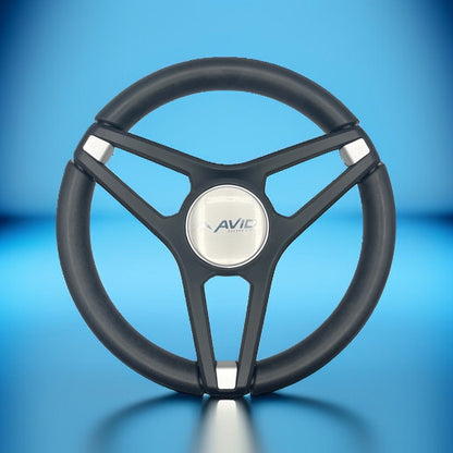 Molino Black w/Soft Touch Urethane Rim Boat Steering Wheel | Avid Boats