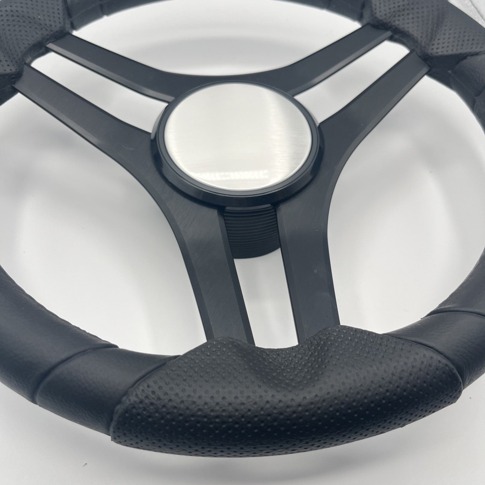 Molinara Marine Steering Wheel Black Brushed Alum Spokes | Plain Brushed