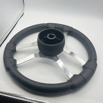 Malera Boat Steering Wheel Chrome Spokes | Snap in Stainless Gussi Cap
