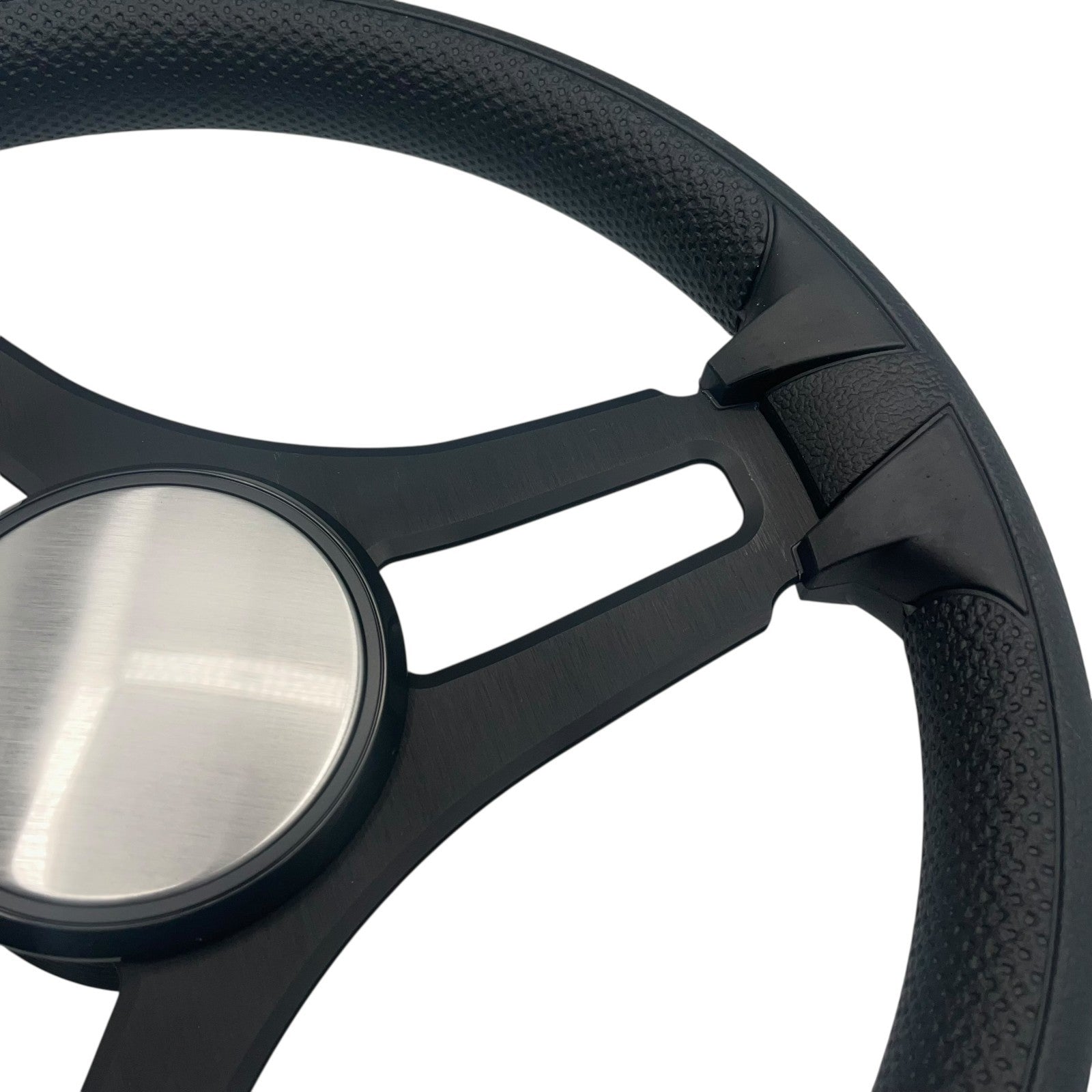 Gussi Italia Marine Steering Wheel Black Brushed Metal Spokes | Plain Dome