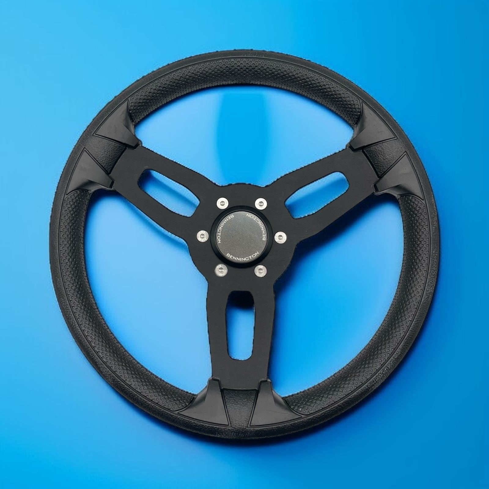 Model 15 Marine Steering Wheel Black Brushed Aluminum Spokes | Bennington