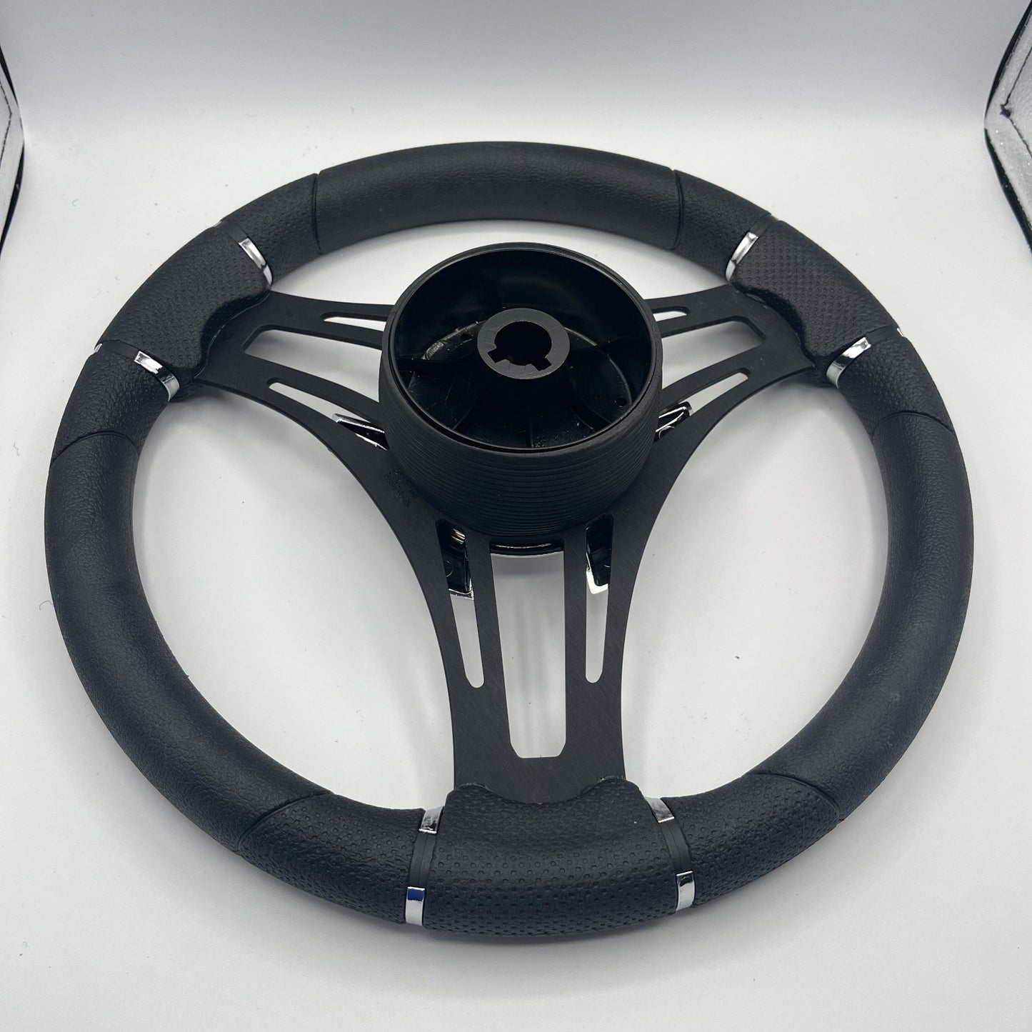 Gussi Italia Boat Steering Wheel Black Brushed Alum Spokes | Manitou