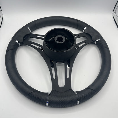 Gussi Italia Boat Steering Wheel Black Brushed Alum Spokes | Manitou