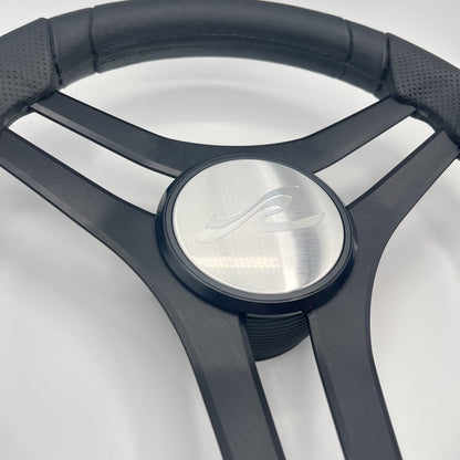 Molinara Marine Steering Wheel Black Brushed Alum Spokes | SeaRay Boats