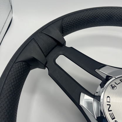 Gussi Italia Marine Steering Wheel Black Brush Metal Spokes | Legend