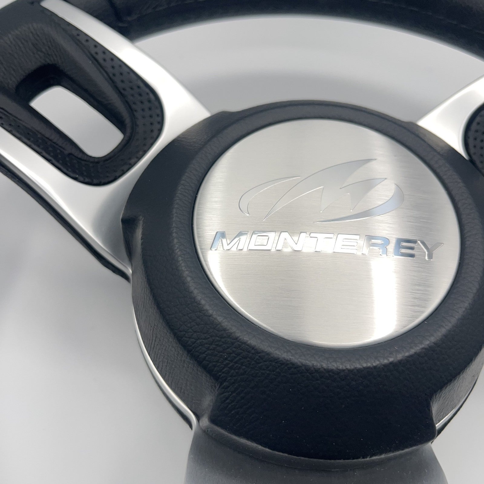 Gussi Italia Black Model 702 Steering Wheel | Monterey Boats Logo