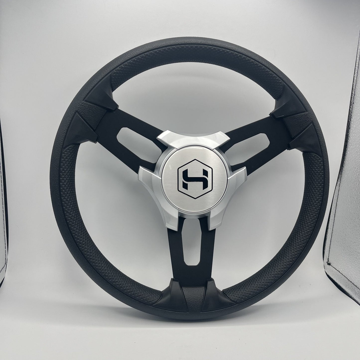 Gussi Italia Boat Model 15 Steering Wheel Black Brushed Alum Spokes | Sil Harris