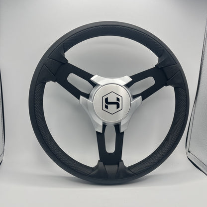 Gussi Italia Boat Model 15 Steering Wheel Black Brushed Alum Spokes | Sil Harris