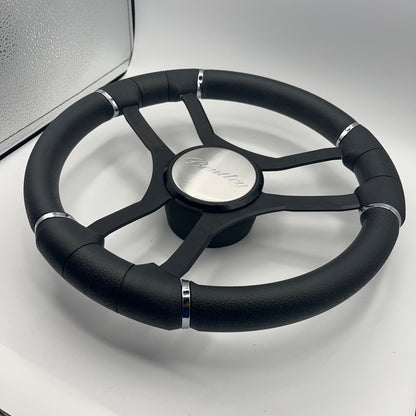 Malera Boat Steering Wheel Black Aluminum Spokes | Bentley