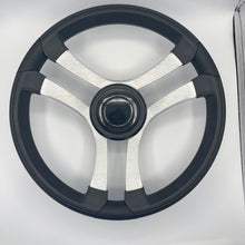 Benaco Boat Steering Wheel Brushed Aluminum Spokes | LG Black Snap-in