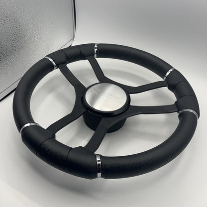 Malera Boat Steering Wheel Black Aluminum Spokes | Seastar Solutions