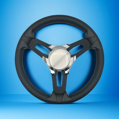 Gussi Italia Boat Model 15 Steering Wheel Black Brushed Alum Spokes | Starcraft