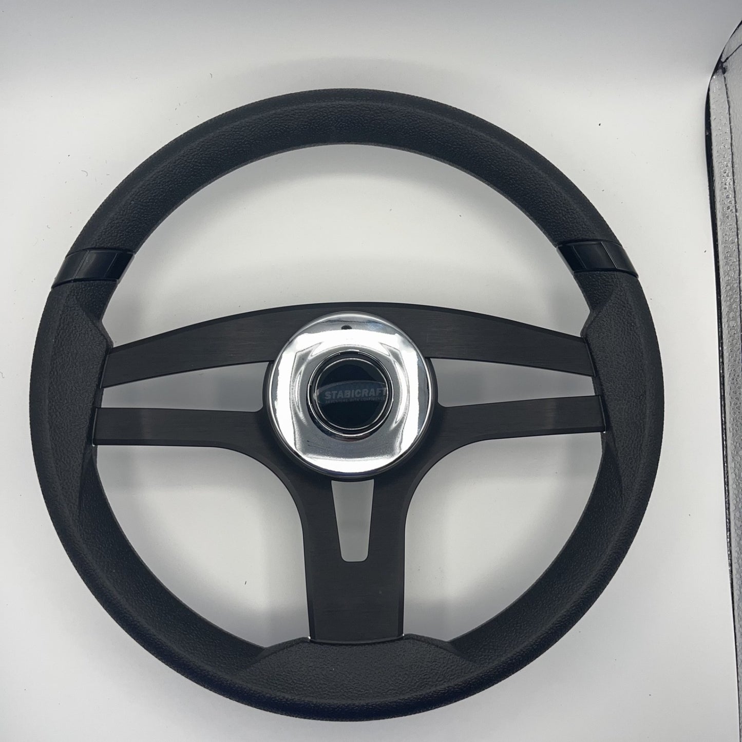 Badia Boat Steering Wheel Brushed Black Aluminum Spokes | Stabicraft