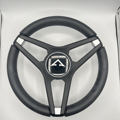 Molino Black & Silver Accents Golf Cart Steering Wheel fits AYRO EV Cart