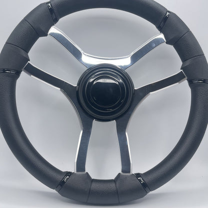 Malera Boat Steering Wheel Chrome Spokes | Blank Black Star
