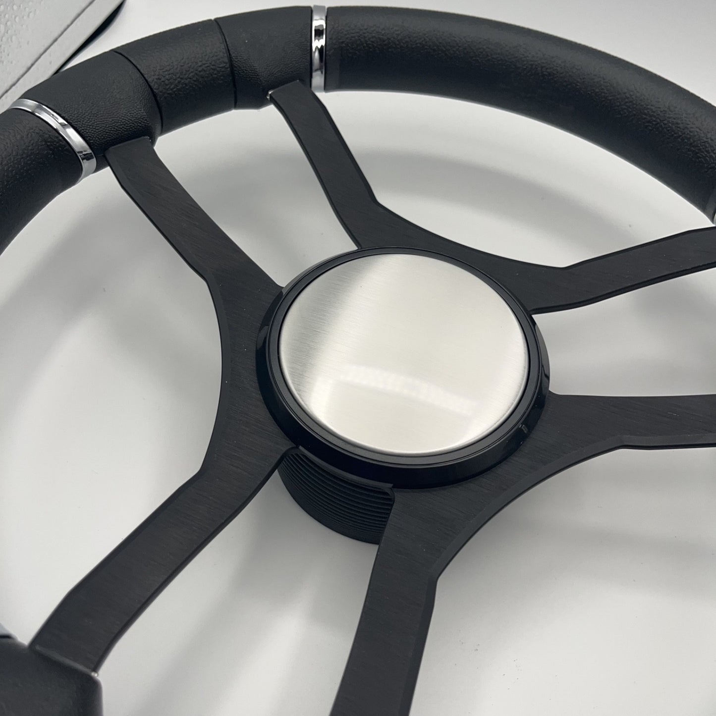 Malera Boat Steering Wheel Black Aluminum Spokes - Plain