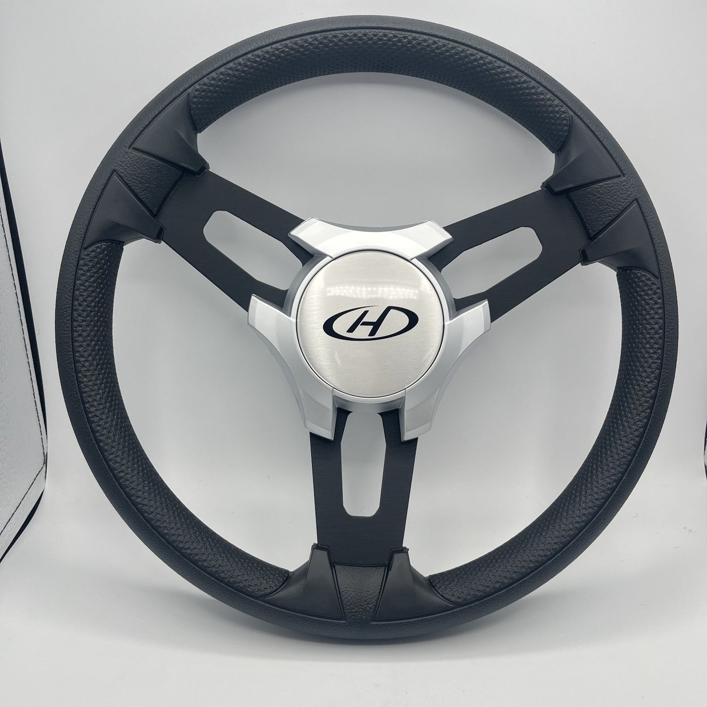 Gussi Italia Boat Model 15 Steering Wheel Black Brushed Alum Spokes | Harris