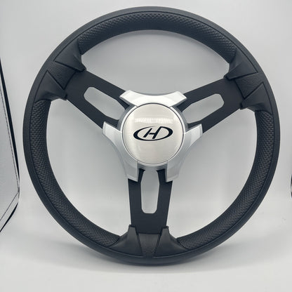 Gussi Italia Boat Model 15 Steering Wheel Black Brushed Alum Spokes | Harris