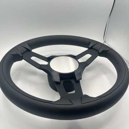 Gussi Italia Boat Model 15 Steering Wheel Black Brushed Alum Spokes |BlackPlain