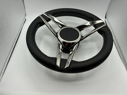 Caneva Boat Steering Wheel Stainless Steel Spoke Leather Rim | Plain