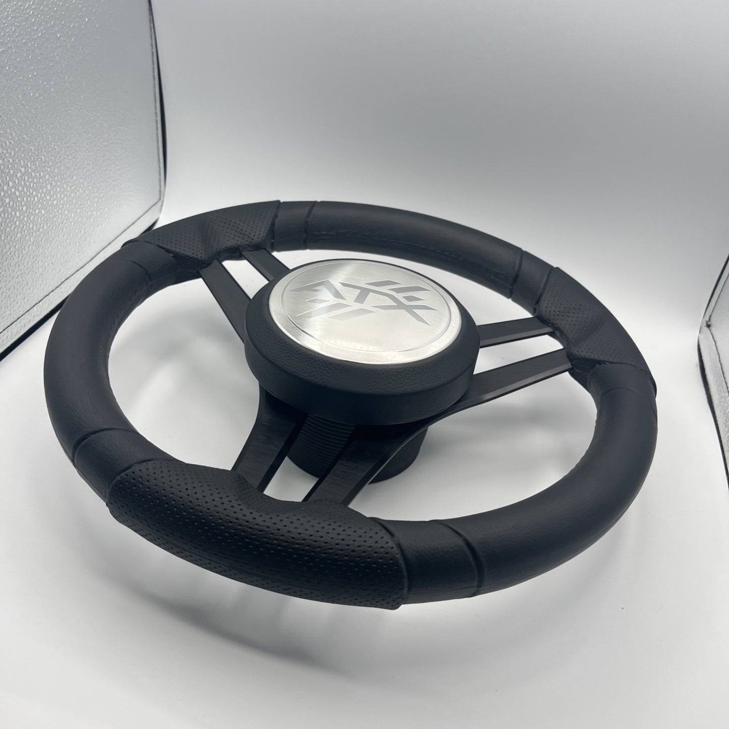 Molinara Marine Steering Wheel Black Brushed Aluminum Spokes | ATX