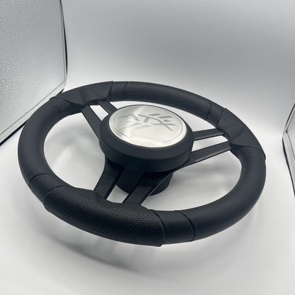 Molinara Marine Steering Wheel Black Brushed Aluminum Spokes | ATX