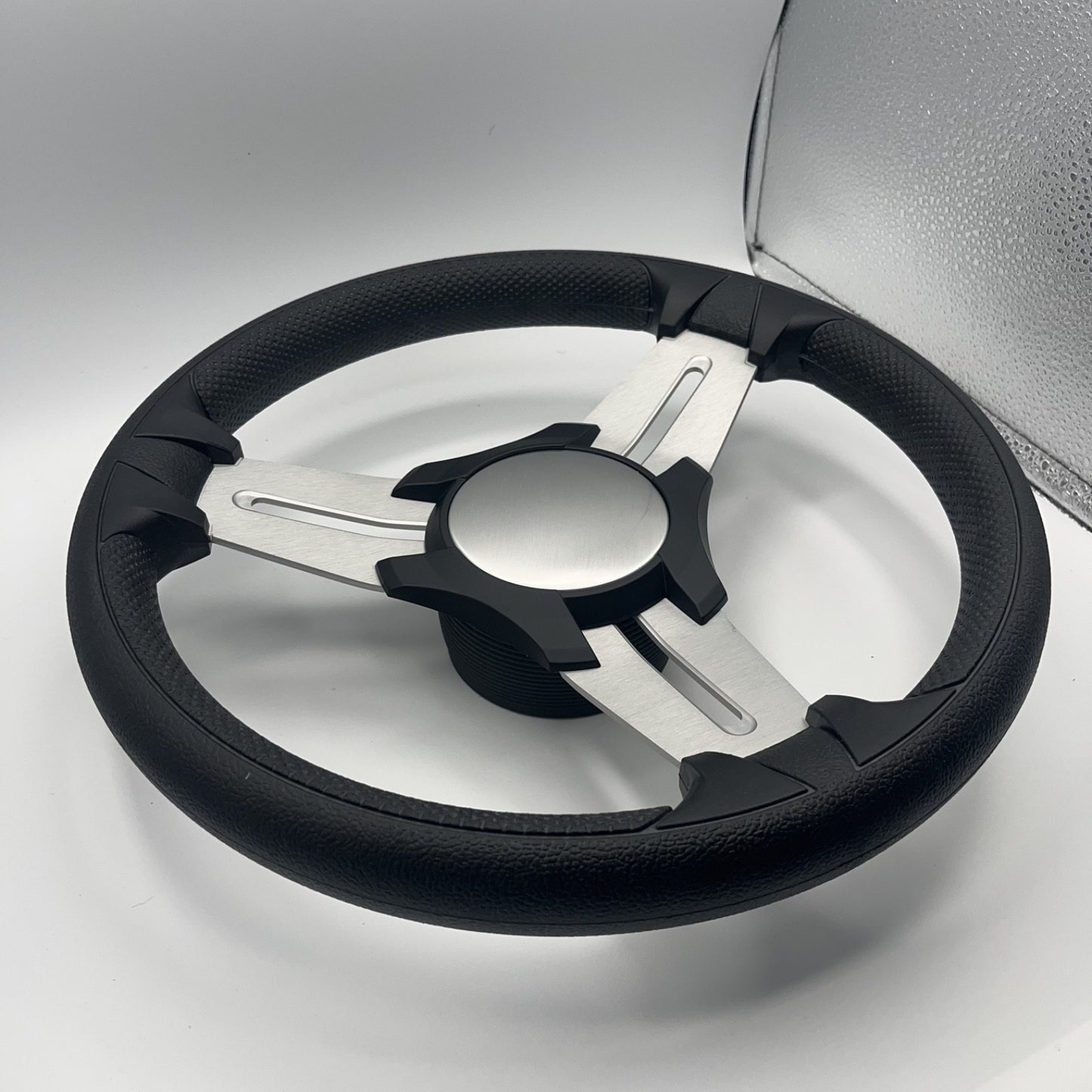 Model 15 Marine Steering Wheel Brushed Aluminum Spokes | Black Blank