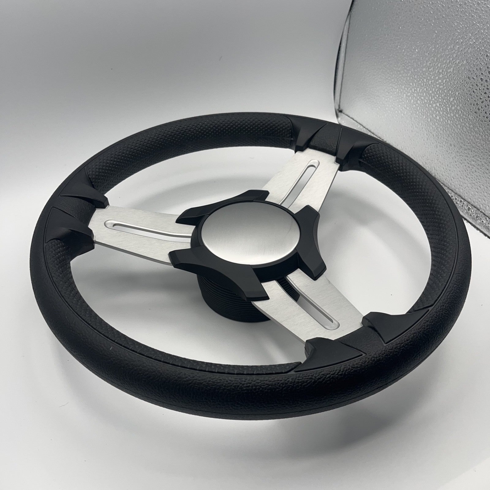 Model 15 Marine Steering Wheel Brushed Aluminum Spokes | Black Blank