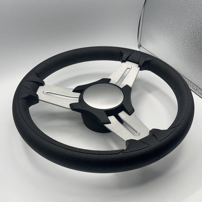 Model 15 Marine Steering Wheel Brushed Aluminum Spokes | Black Blank