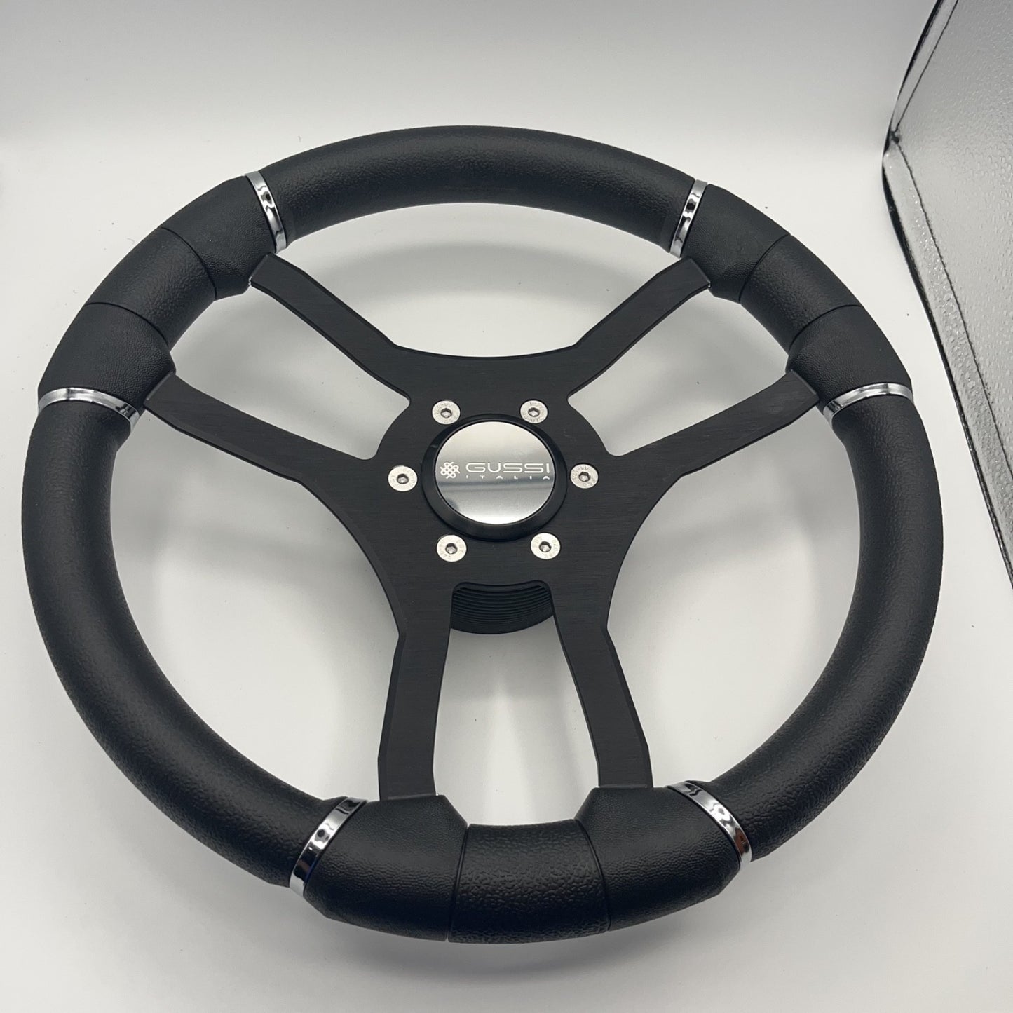 Malera Boat Steering Wheel Black Aluminum Spokes | Gussi Snap-in