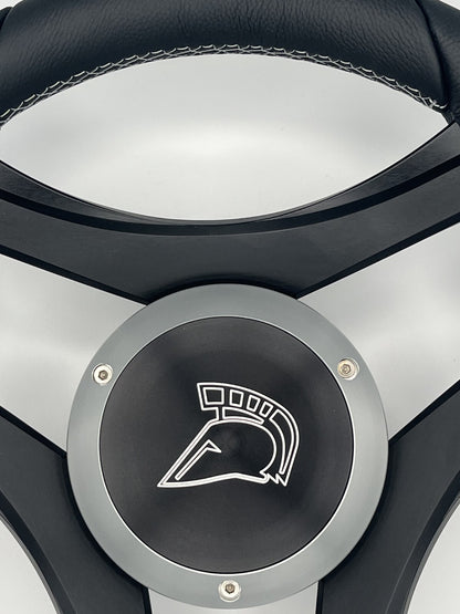 Durello Marine Steering Wheel, Black Leather Rim