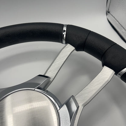 Malera Boat Steering Wheel Brushed Alum Spoke | Plain