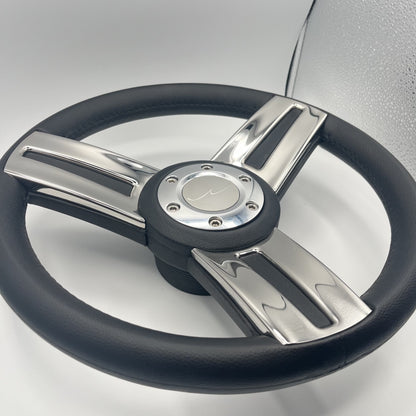 Gussi Italia Marine Steering Wheel Stainless Spoke Soft Touch Rim | Blue Wave