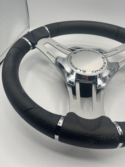 Verona Boat Steering Wheel Gray Brushed Aluminum Spokes | Legend Boats Logo