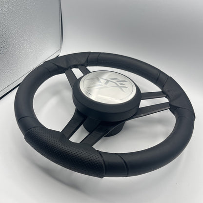 Molinara Marine Steering Wheel Black Brushed Aluminum Spokes | ATX